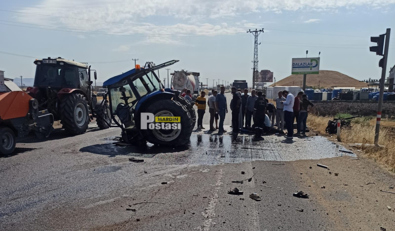 Kızıltepe’de tırın çarptığı traktör ikiye bölündü