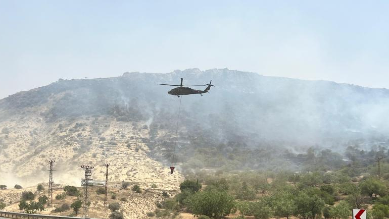 Mardin’de orman yangınına havadan ve karadan müdahale sürüyor